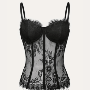 Black Sexy Floral Lace Corset Top