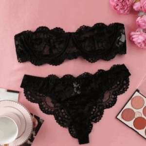 Black Transparent Lace Bra & Panty Set